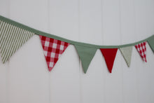 Load image into Gallery viewer, the mini merry - sage, green stripe, red gingham and red
